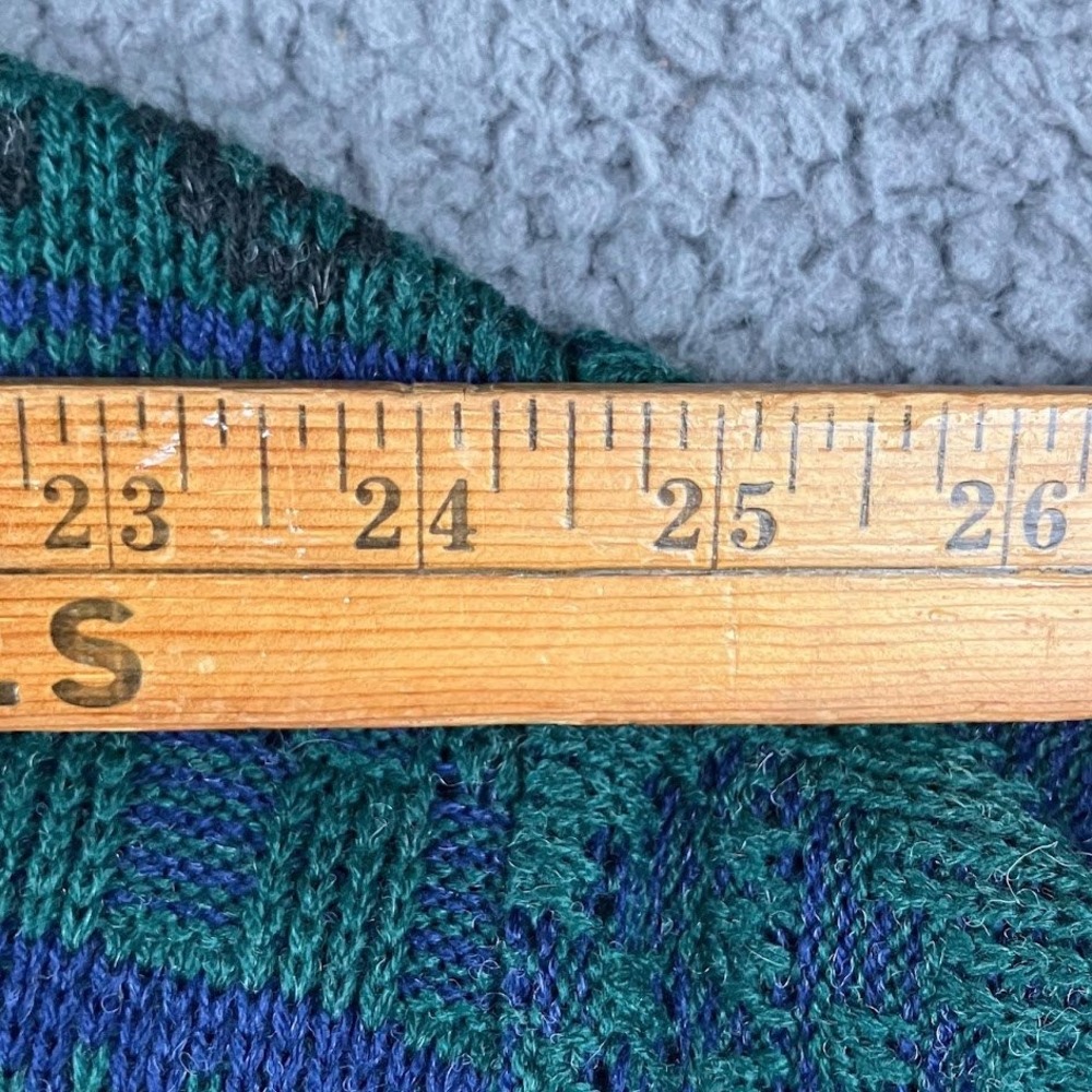Claybrooke Vintage Mens Green Geometric Fair Isle Crewneck Sweater Size L Wool - Picture 5 of 9